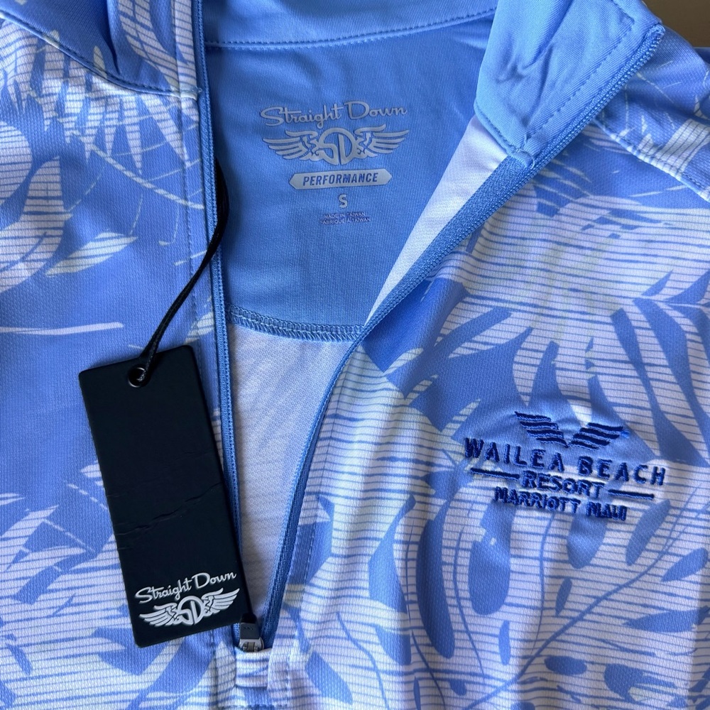 UPF 50 Sun Shirt Tropical Blue Quarter Zip Pullover Small NWT - Picture 6 of 6